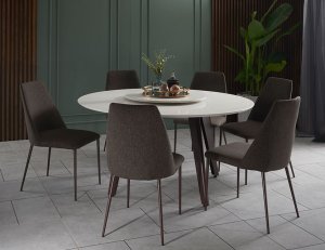 Kay Quartz Top Round Dining Table 1.5m