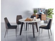 Kay Quartz Top Round Dining Table (1.5m) with 6 Henry Dining Chairs
