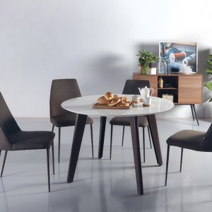 Kay Quartz Top Round Dining Table (1.2m) with 4 Henry Dining Chairs