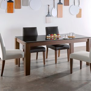Max Glass Dining Table 1.7M + 4 Doric Chairs Max Glass Dining Table 1.7M + 4 Doric Chairs