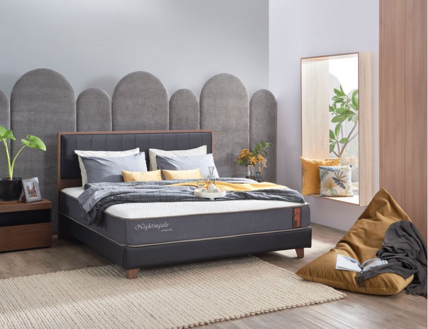 Trinity Bedframe with Faux Leather Panel Headboard with Mattress Bedroom Package