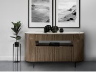 Fluto Sideboard In Walnut With Sintered Stone Top And Steel Legs