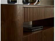 Fluto Sideboard In Walnut With Sintered Stone Top And Steel Legs