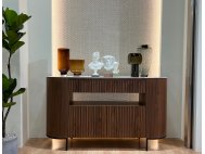 Fluto Sideboard In Walnut With Sintered Stone Top And Steel Legs