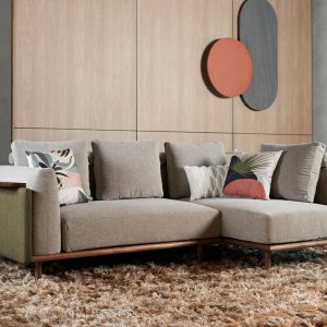 Celadon Small L-Shape Modular Fabric Sofa With Movable Side Table Celadon Small L-Shape Modular Fabric Sofa With Movable Side Table
