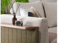 Celadon L-Shape Modular Fabric Sofa With Movable Side Table