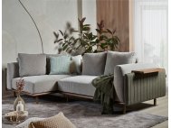 Celadon Small L-Shape Modular Fabric Sofa With Movable Side Table