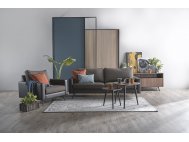 Dansk Fabric Sofa with Faux Leather Armrest