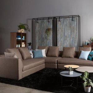 Evita L-Shape Fabric Sofa with Removable Cushion Covers Evita L-Shape Fabric Sofa with Removable Cushion Covers