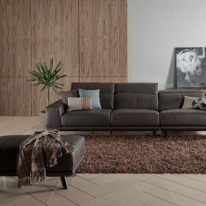 Kof Half Leather Sofa with Adjustable Headrests Kof Half Leather Sofa with Adjustable Headrests