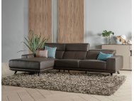 Kof L-Shape Half Leather Sofa with Adjustable Headrests