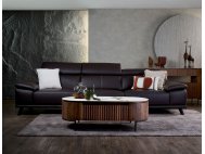 Kof 3 Seater Half Leather Sofa with Adjustable Headrests