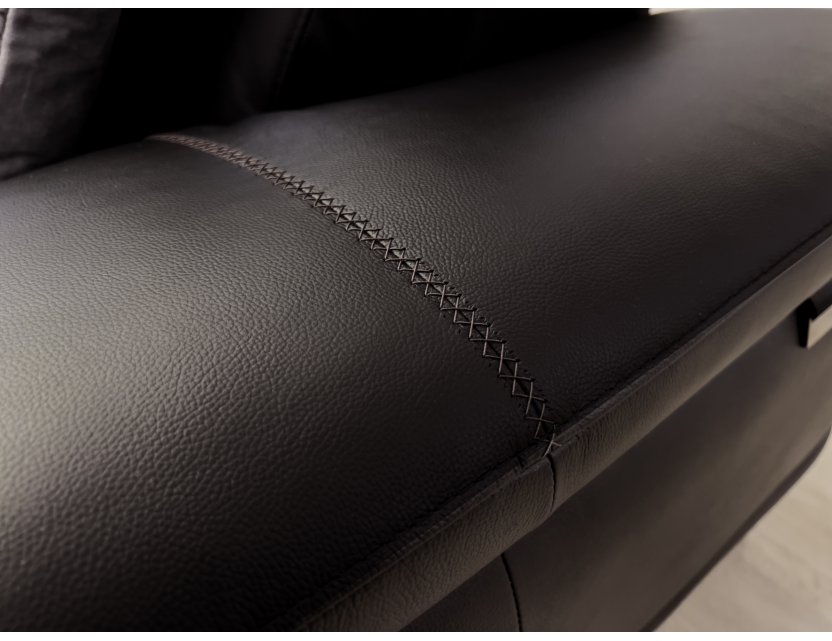Kof L-Shape Half Leather Sofa with Adjustable Headrests