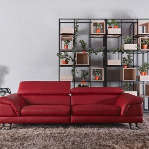 Korus 3 Seater Leather Sofa With Adjustable Headrest Korus 3 Seater Leather Sofa With Adjustable Headrest