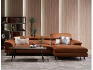 Korus L-Shape Leather Sofa with Adjustable Headrest