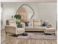 Leo Faux Leather Sofa With High Backrest And Modern High Steel Legs