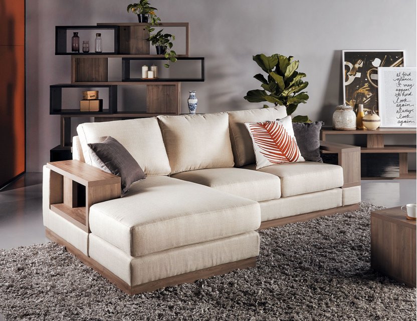Luceo L Shape Fabric Sofa With Wooden Storage Arm Cellini Malaysia Luceo L Shape Fabric Sofa With Wooden, 3 Seater Sofa Bed Faux Leather Black Recliner Luxury Modest