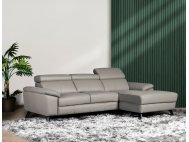 Marvin L-Shape Leather Sofa with Adjustable Headrests