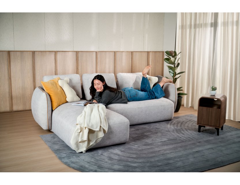 New Rond Fabric Sofa with Removable Backrest Covers