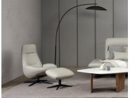 Oslo Leather Swivel Single Sofa with Adjustable Headrest With Foot Stool