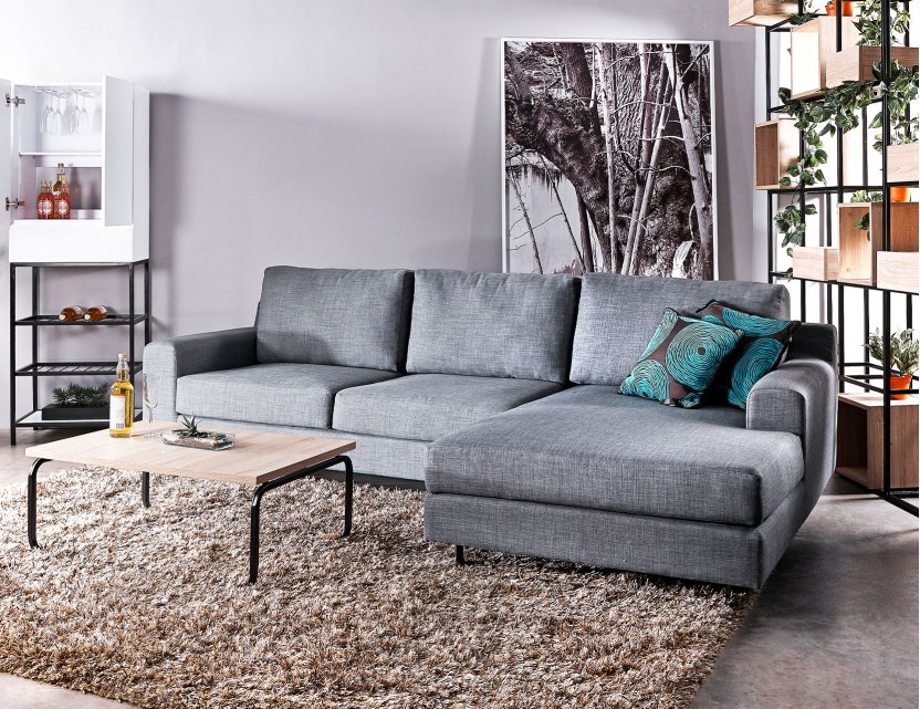 Ross L-Shape Fabric Sofa with Removable Covers