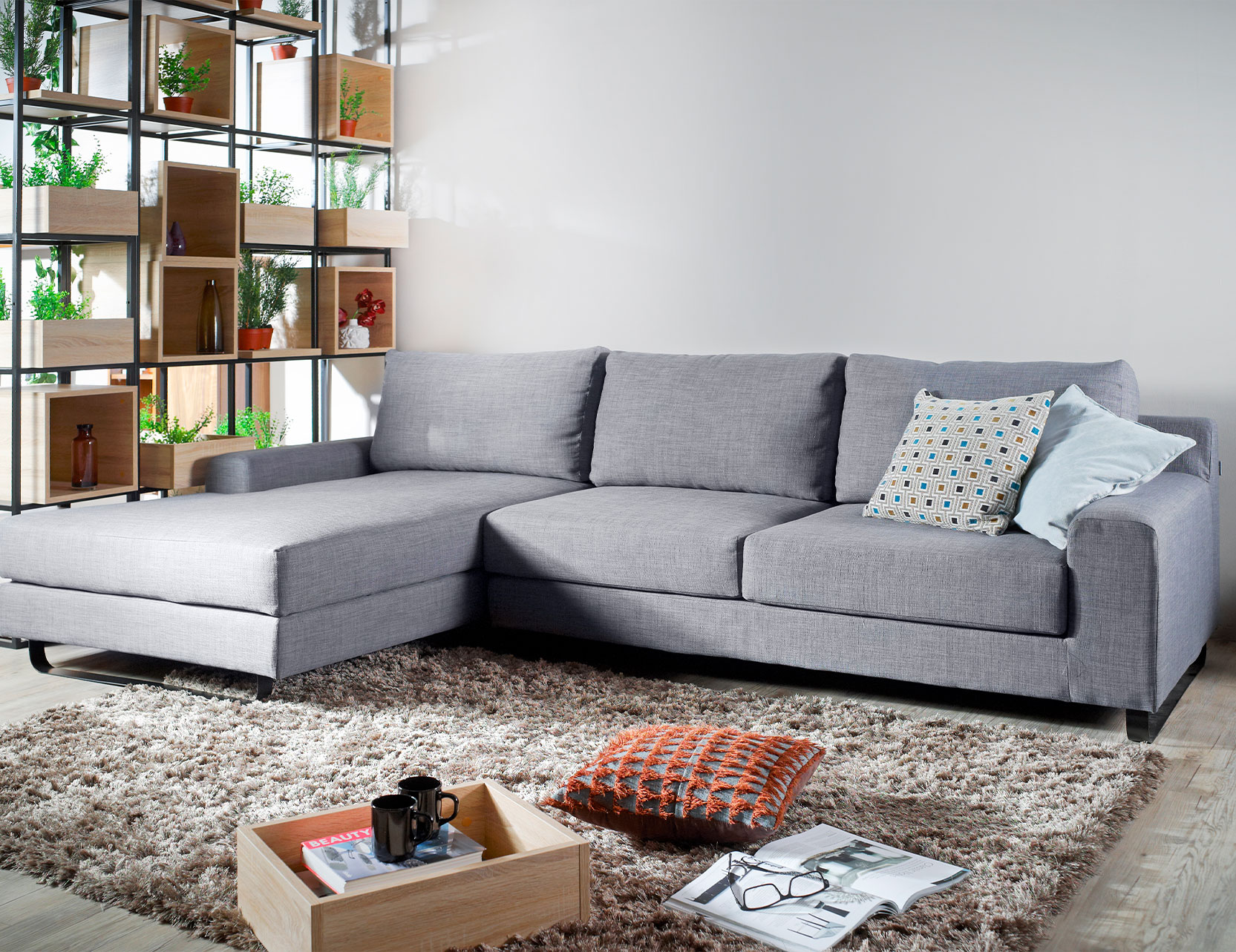 Ross L Shape Fabric Sofa With Removable