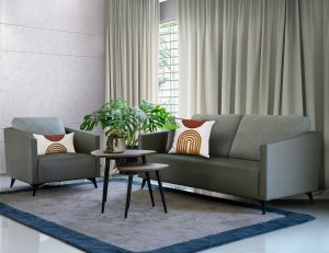 Shaker Fabric Sofa with Synthetic Leather Body