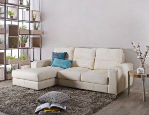 Tres L-Shape Leather Sofa with High Backrest