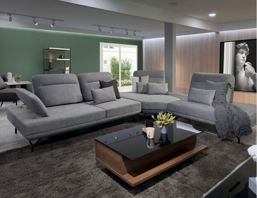 Truso Modular Fabric Sofa With Adjustable Armrest And Backrest With Deep Seating