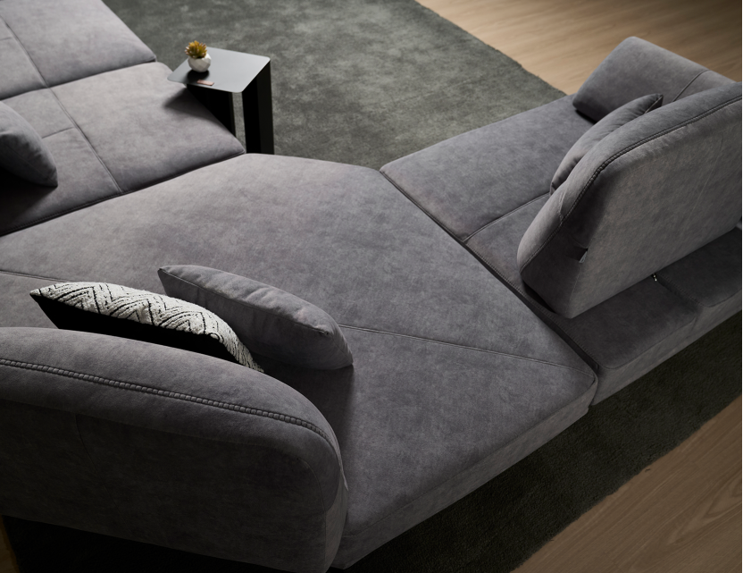 Truso Fabric Push Back Sofa With Adjustable Arms