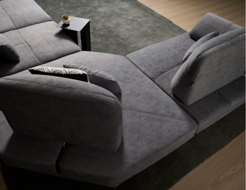 Truso Fabric Push Back Sofa With Adjustable Arms