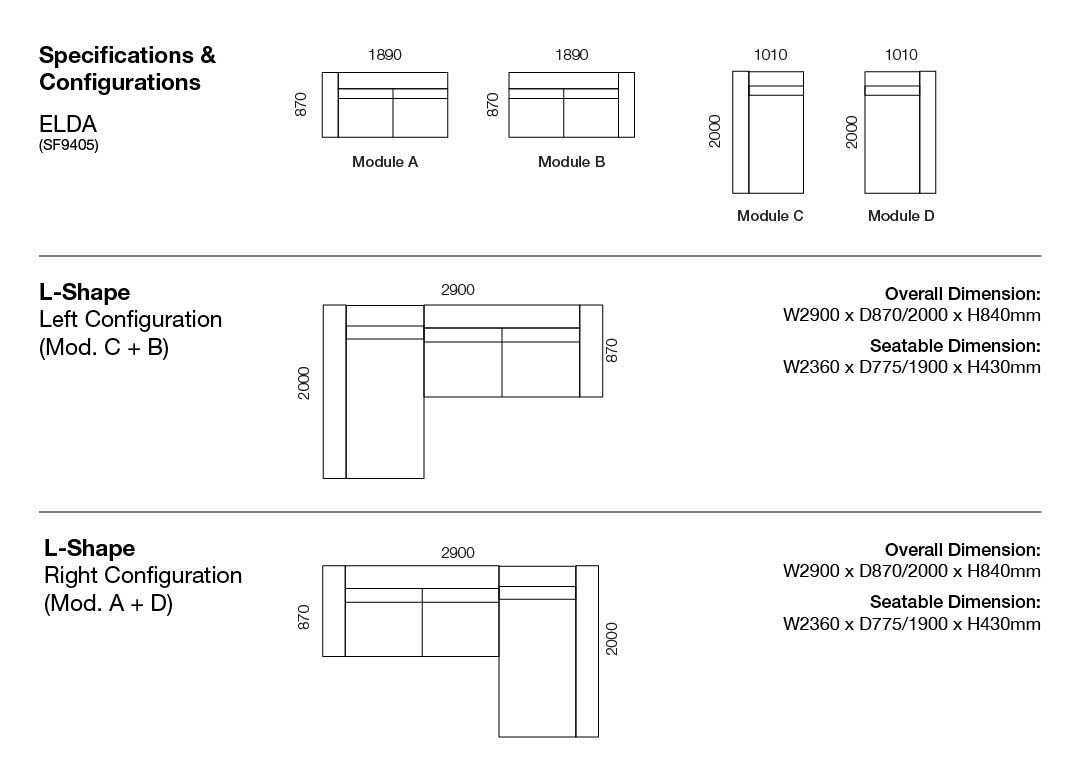 Elda Modular Fabric Sofa With Removable