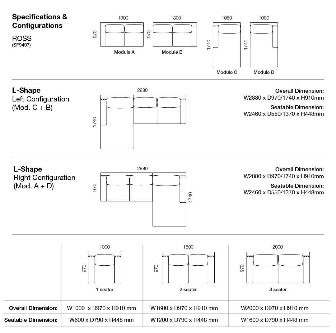 Ross Sofa spec drawing